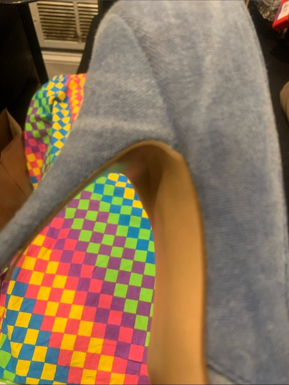 Chandlers Denim Pointed-Toe Studded Heels